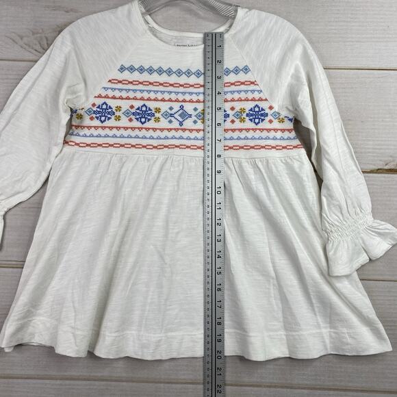 Garnet Hill Dress Girls Sz L White Embroidered 3/4 Sleeve Tunic Top Knit Pullove - Picture 5 of 10